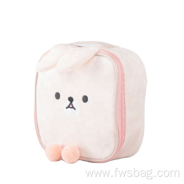 Custom Short Plush Cosmetic Organizer Women's Toiletry Bag